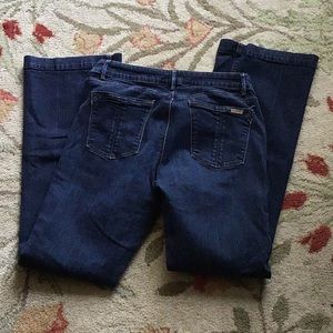 WHBM skinny flare dark jeans